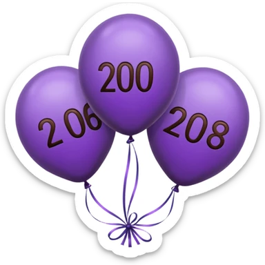 baloons with 2026 year to put on the menu in dark brown and violet sticker