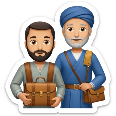 herodotus speaking with a Persian man, who is carrying the mail sticker