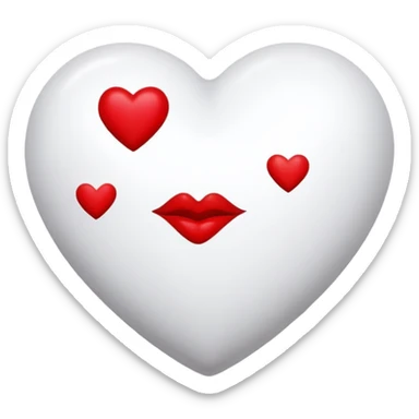 white heart with red kisses  sticker