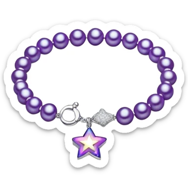 large bright purple Pearl braclet with mini star in middle sticker