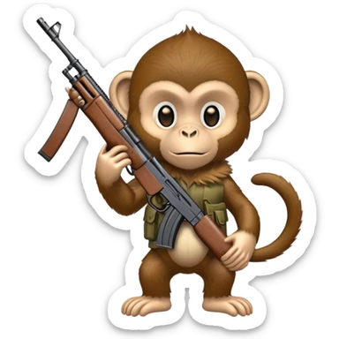A monkey with an ak-47 sticker