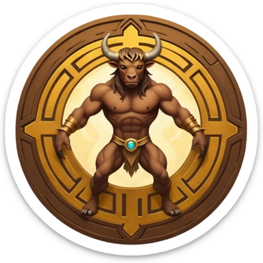 solarpunk style, oil paint - skinny The Minotaur lurks in the middle of the labyrinth sticker