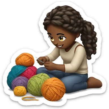 a girl crocheting  sticker