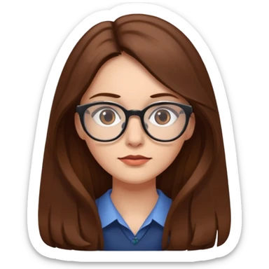 A woman with long brown hair and glasses, always looking thoughtful. sticker