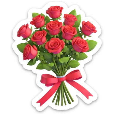 elegant bouquet of red roses with ribbon sticker