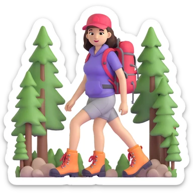 Outdoorsy woman with hiking boots and forest background sticker