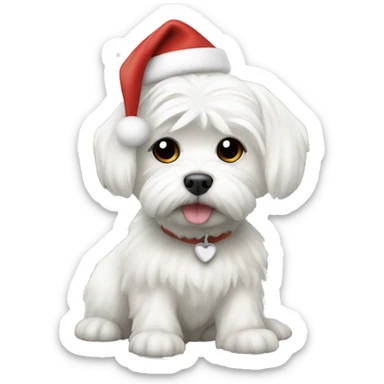  white maltese dog and Christmas tree sticker