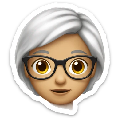 Niña de 2 años piel blanca y pelo café y lentes sticker