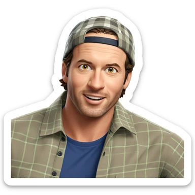 smiling guy in plaid hat sticker