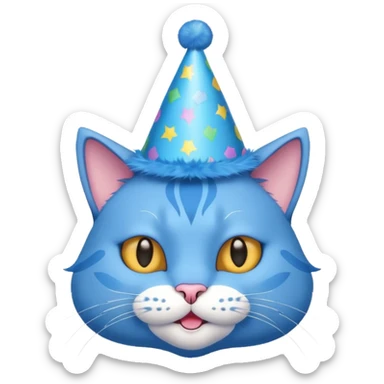 blue cat  with party hats sticker