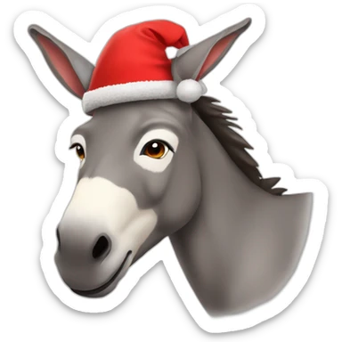 Donkey wearing a red chapka sticker