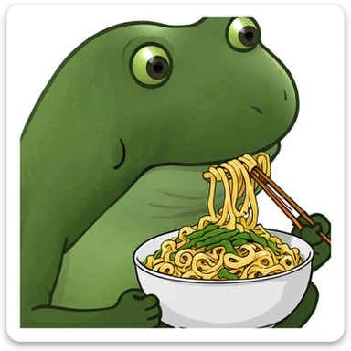 bufo eating noodles sticker