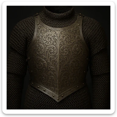 chainbody armour, medieval, ornate engravings, classic look sticker