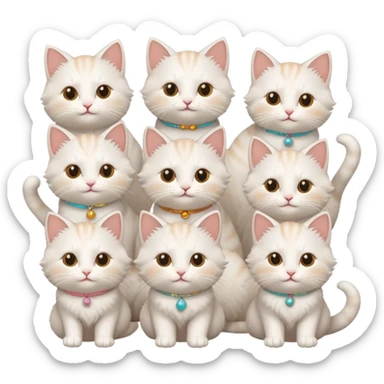 White cute cats with accessories sticker