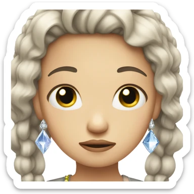 girl with jewel and crystal hair sad face sticker