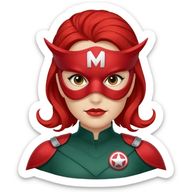 woman wearing Hydra Marvel mask and uniform sticker