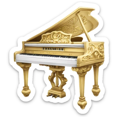 White and gold rococo piano sticker