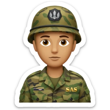 S.A.S mit salotiertem Soldaten in Tarnfarbe und den SAS Buchstaben auf der Mütze sticker