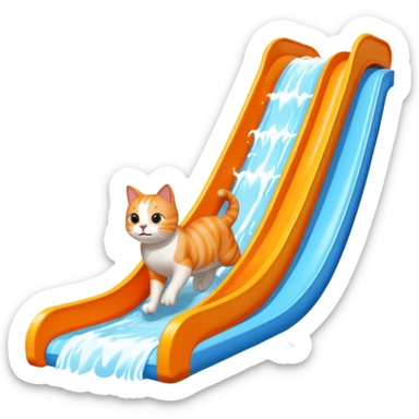 cat going down a waterslide  sticker