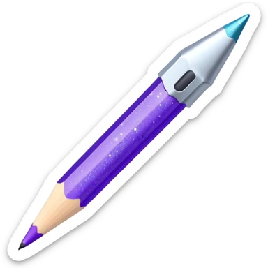 Glitter Purple and Cian pencil hand write  sticker