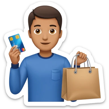 emoji of a man with a credit card and a shopping bag sticker