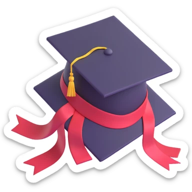 graduation cap tossed in the air, celebratory ribbons sticker
