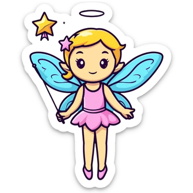 Fairy with sparkling wings and wand sticker