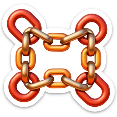 red orange two chain link sticker