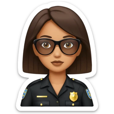 woman police wearing black dress with sun glasses sticker