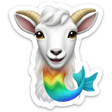a goat with a light blue mermaid tail rainbow sticker