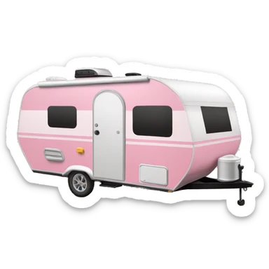 Realistic baby pink camping travel trailer isolated.  sticker
