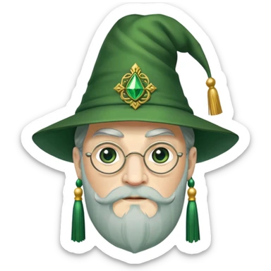 albus dumbledore from harry potter with green dumbledore headmaster tassel hat and decorative motifs sticker