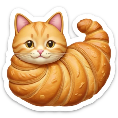 cat shaped like a croissant sticker