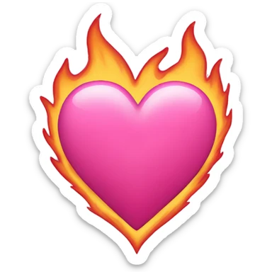 Pink heart with flames sticker