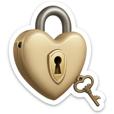 vintage beige heart-shaped lock and key sticker