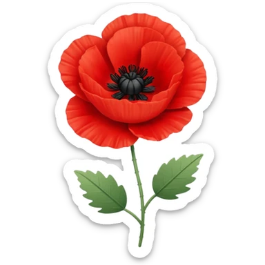 red poppy flower, minimal flat design, apple emoji style, iOS 18 sticker
