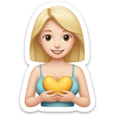 Girl smiling holding her tits sticker