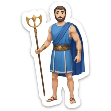 ancient greek man full length no weapons blue tunic sticker