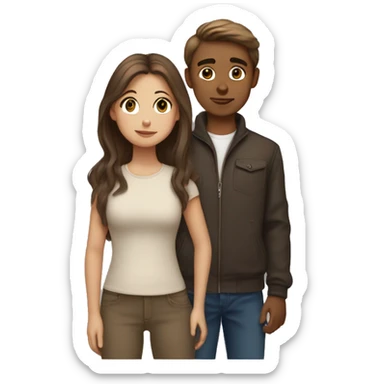Long brown hair girl in love with a short lightbrown hair boy, who is a so little bit bold  sticker