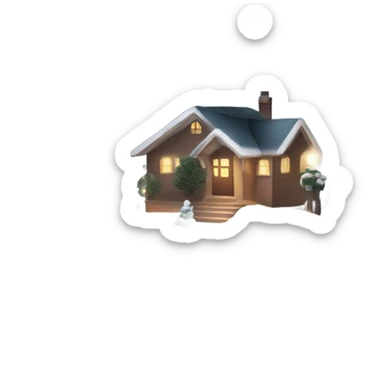  Christmas house with Christmas lights and evergreen trees sticker