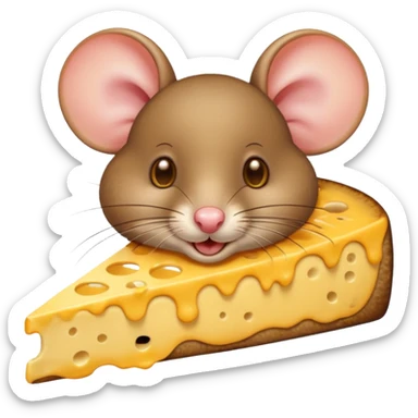 emoji di un topo con gli occhi a cuore che mangia il formaggio sticker