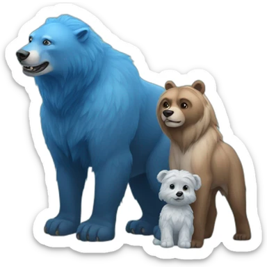 azure mamoth with dog and bear sticker