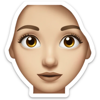 Pale white pretty girl with dark brown hair and brown eyes with long eyelashes and pretty lips sticker