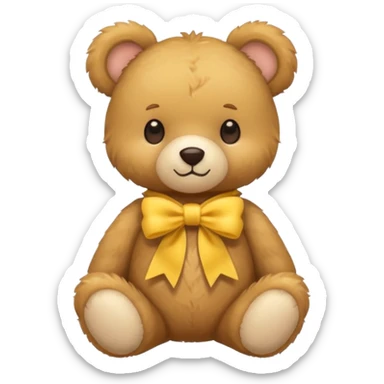 Cute flat-style teddy bear icon for infant daycare. wear a yellow bow in neck
 sticker