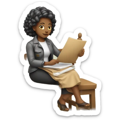 Mulher gordinha sentada na cadeira com placa escrita gerência  sticker