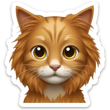 Cat with long hair with left side of the face ginger and right side gray. Also left year is ginger and right is grey. sticker