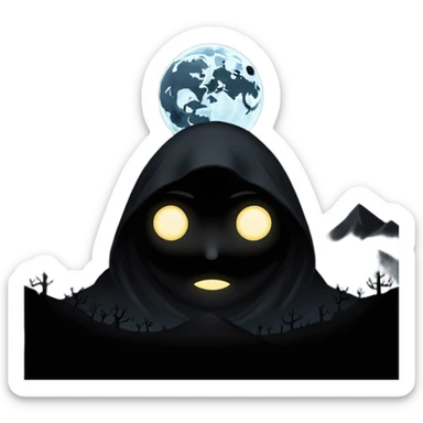 dark and eerie scene, the entire world covered in darkness. The sky is deep black with no stars or light, no moon, no glow just total void and silence. The atmosphere feels ominous and unsettling, as if darkness has swallowed everything. No characters, no visible light sources sticker