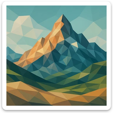 illustration of a mountain landscape made of geometric shapes in polygonal style sticker