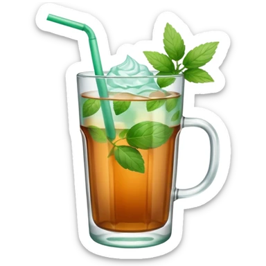 ice mint tea without lemon in glass sticker