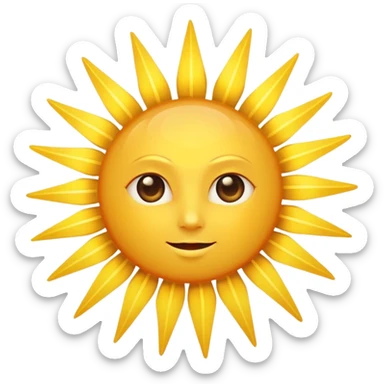 A large, bright sun, with an intense yellow center and golden rays surrounding it, illuminated and vibrant. Take your eyes and mouth away.Faceless  sticker